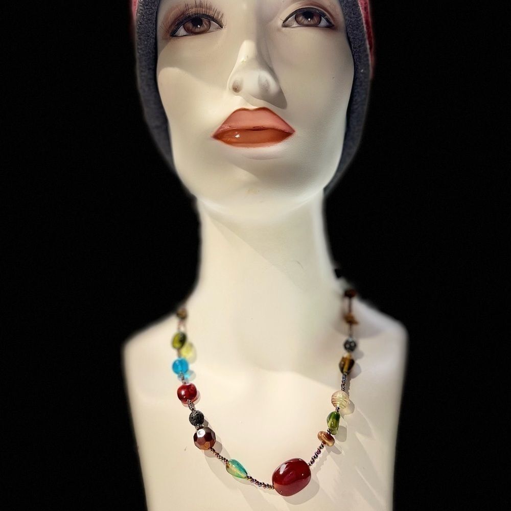 Lia Sophia Multicolored Asymmetrical Bead Necklace